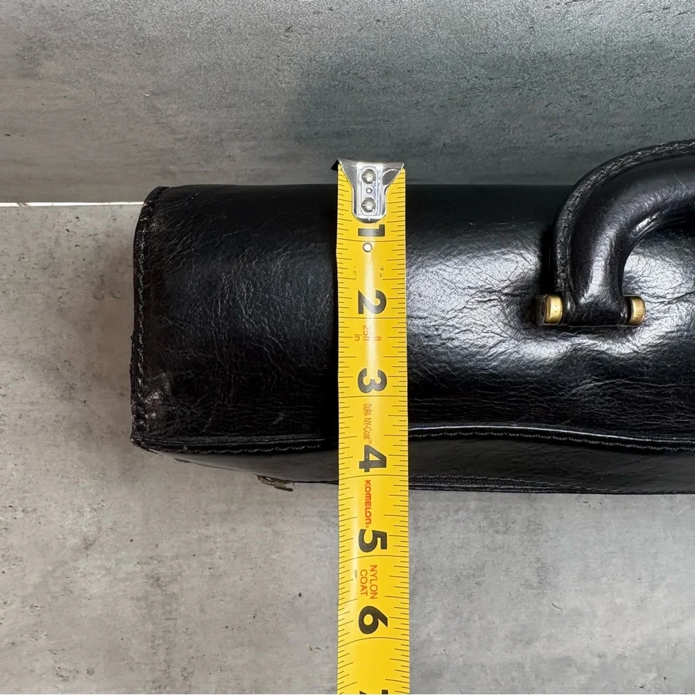 Guidi Briefcase Shoulder Bag Latch Multi Pocket Black‎ Leather Made In Italy